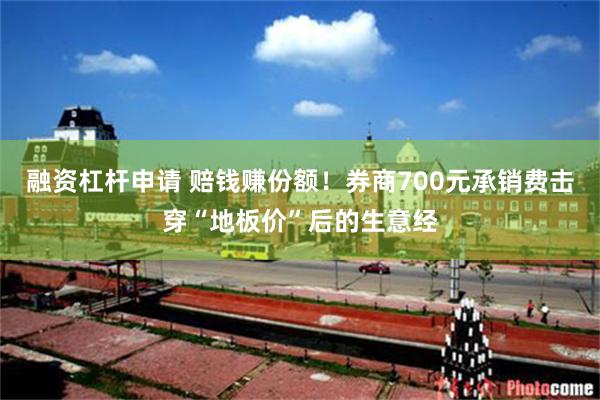 融资杠杆申请 赔钱赚份额！券商700元承销费击穿“地板价”后的生意经