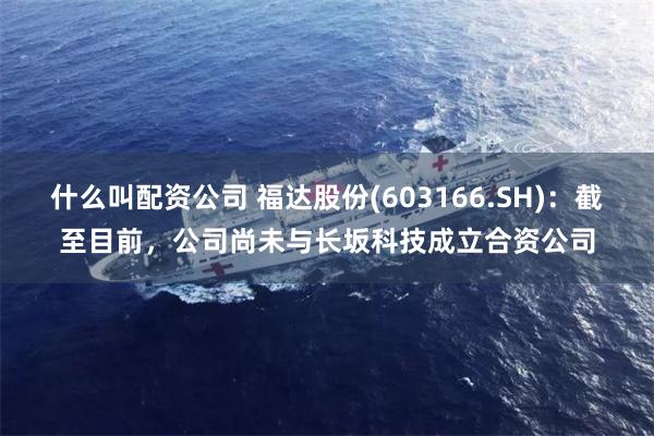 什么叫配资公司 福达股份(603166.SH)：截至目前，公司尚未与长坂科技成立合资公司