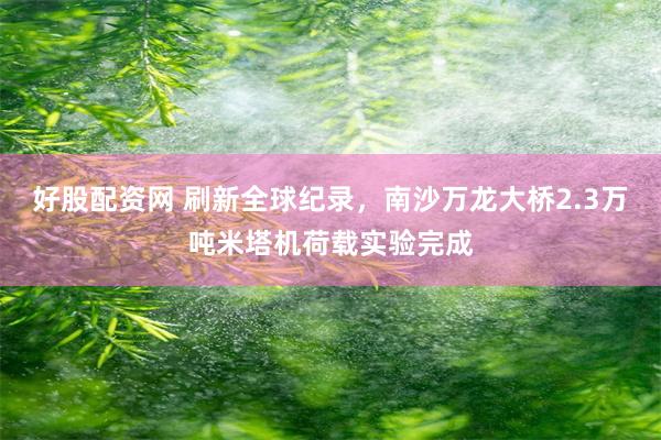 好股配资网 刷新全球纪录，南沙万龙大桥2.3万吨米塔机荷载实验完成