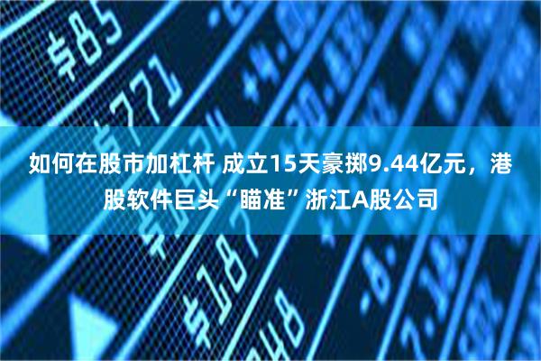 如何在股市加杠杆 成立15天豪掷9.44亿元,港股软件巨头“瞄准”浙江A股公司