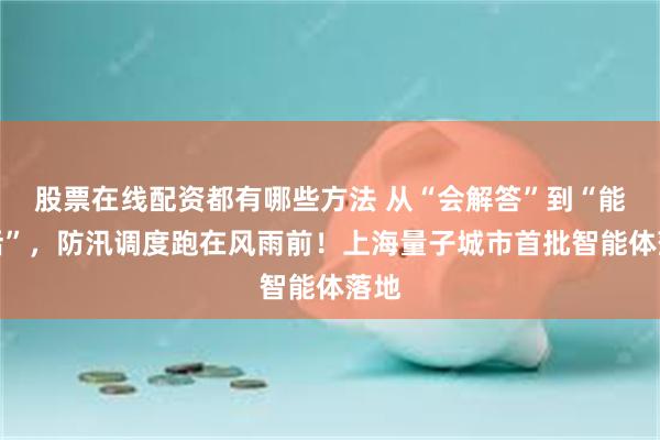 股票在线配资都有哪些方法 从“会解答”到“能干活”，防汛调度跑在风雨前！上海量子城市首批智能体落地